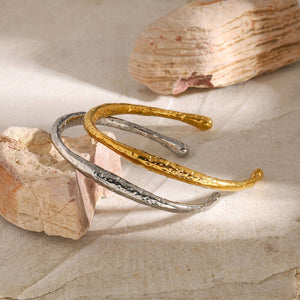Textured Open Cuff Bracelet - Gold or Silver