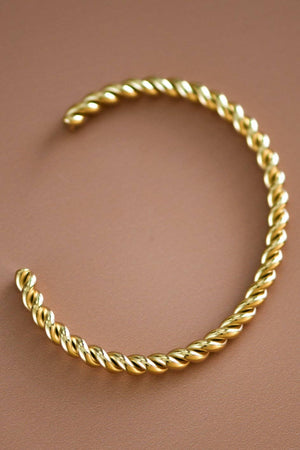18K Gold Plated Waterproof Stainless Steel Cuff - 7204