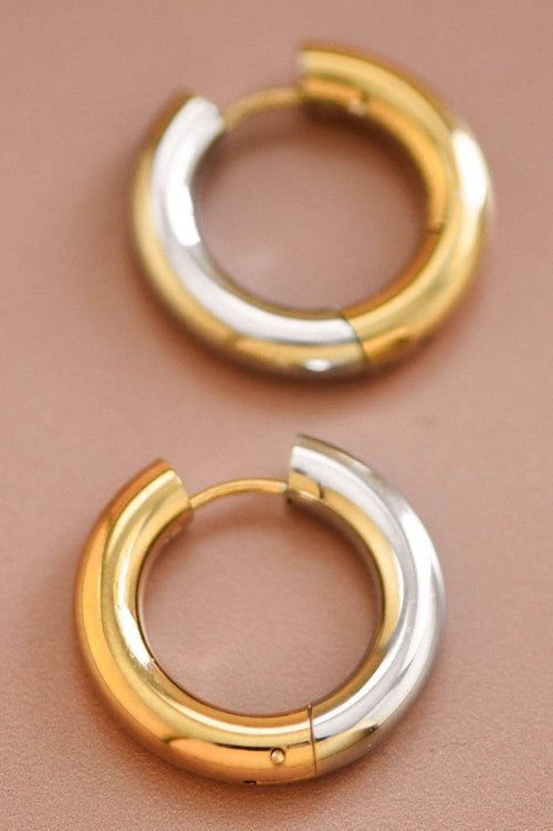 18K Gold Plated Waterproof Stainless Steel Hoop Earrings