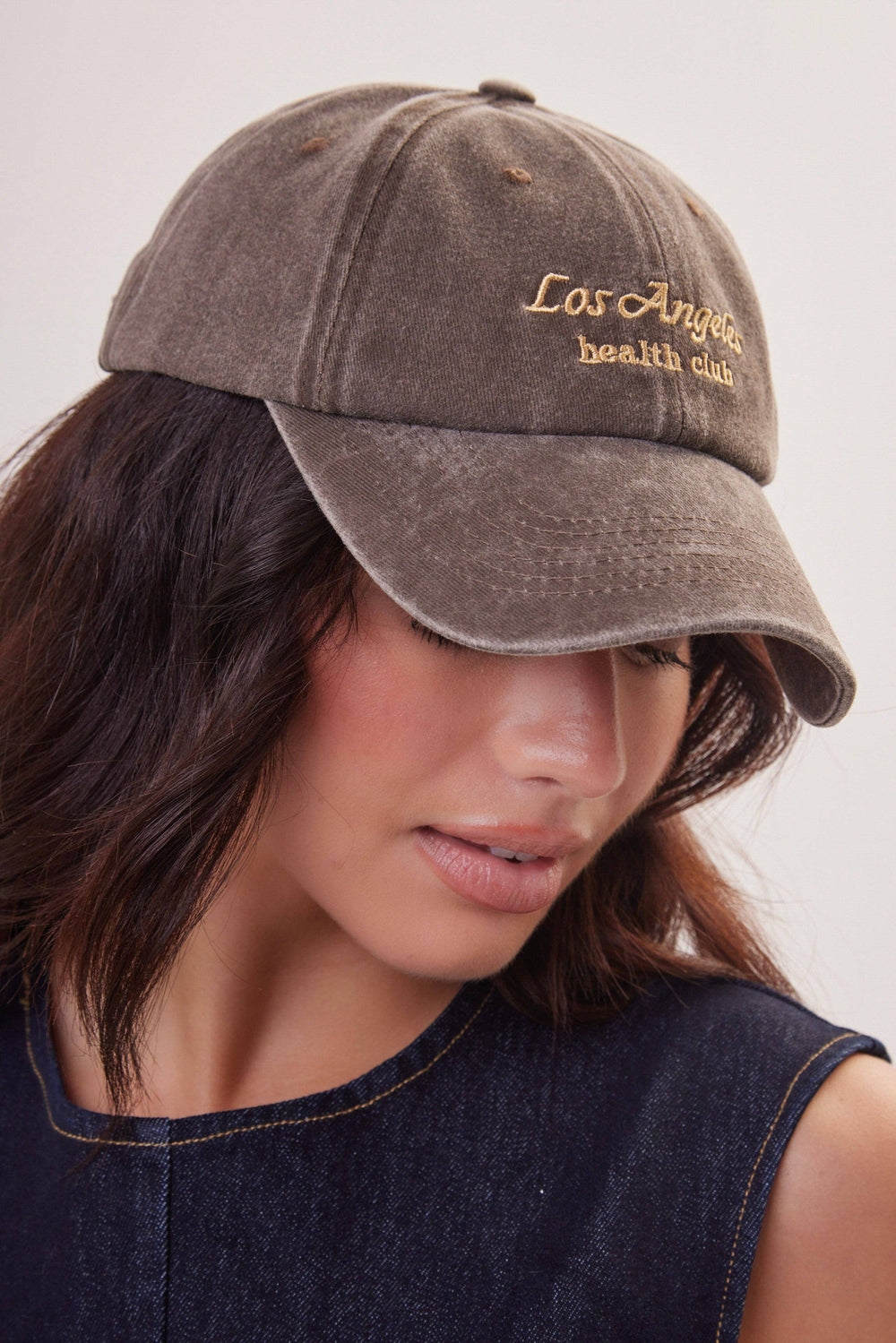 Los Angeles Health Club Baseball Cap in Washed Brown