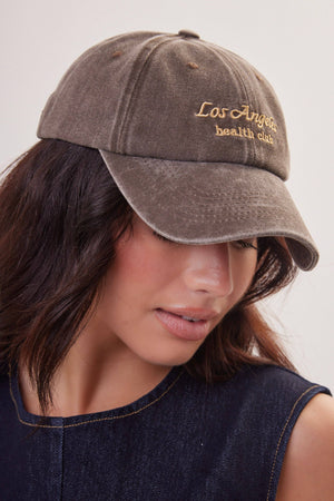 Los Angeles Health Club Baseball Cap in Washed Brown