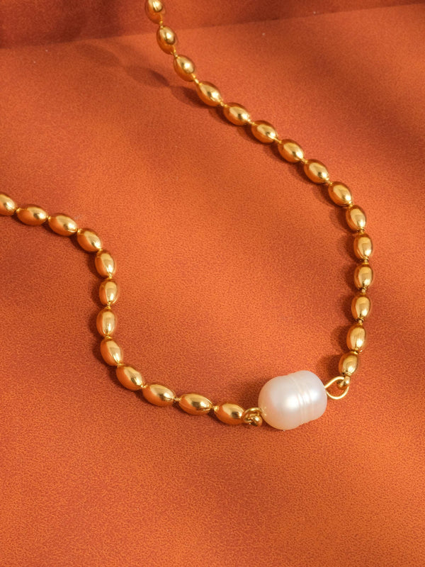 Vigne 18K Gold Non-Tarnish Pearl Ball Chain Necklace