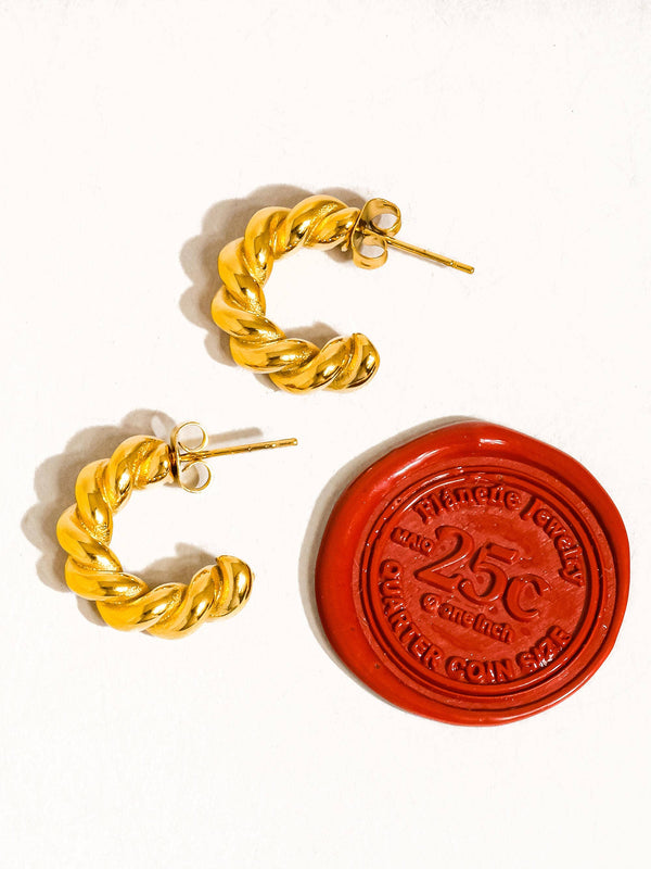 Brume 18K Gold Non-Tarnish Braided C Hoop Earring