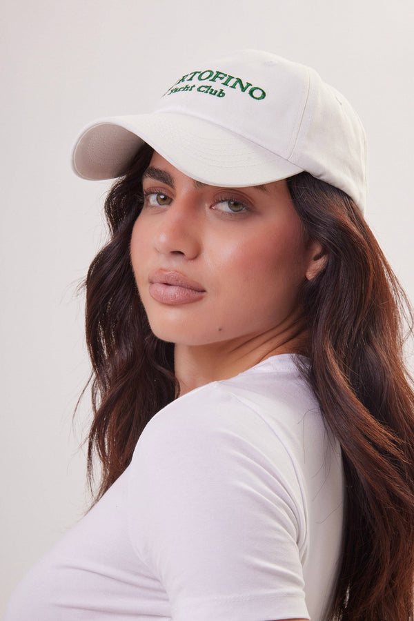 Portofino Yacht Club Baseball Cap in White and Green
