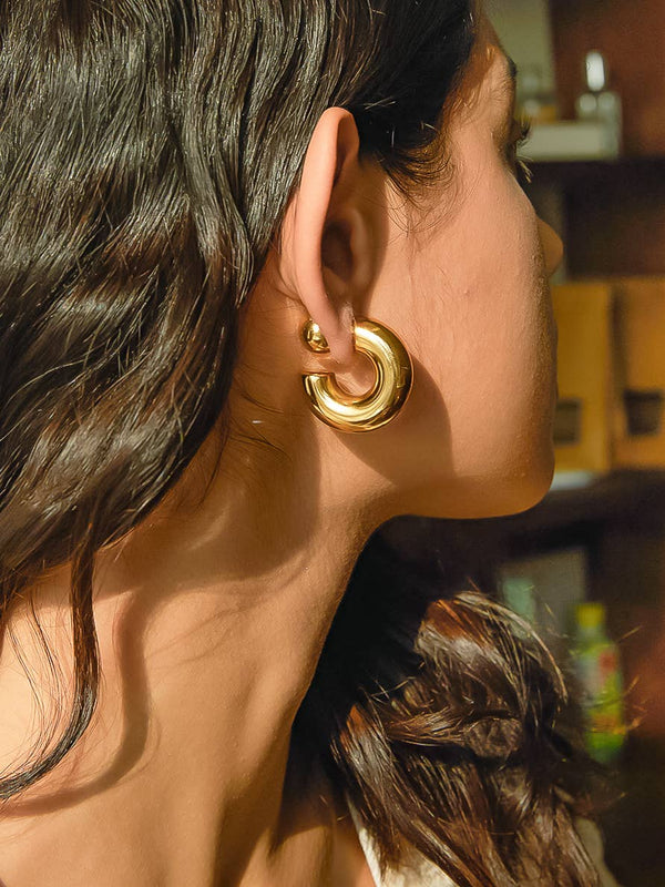 Chunky Hoops 16K Gold Non-Tarnish