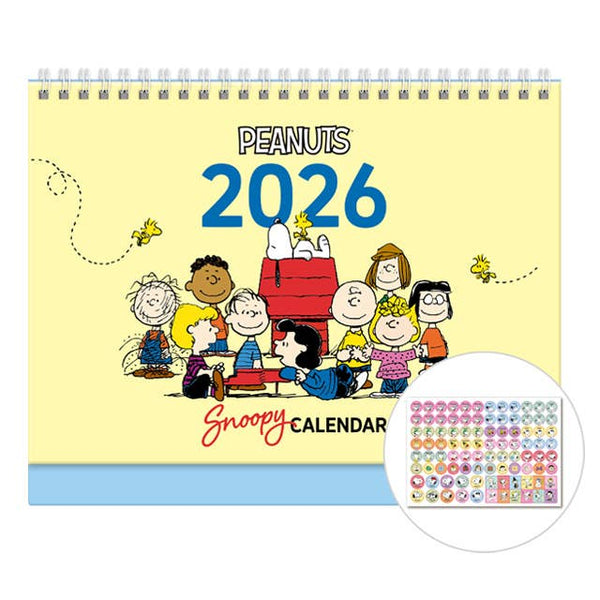 PEANUTS Snoopy 2026 Desk Calendar with deco stickers