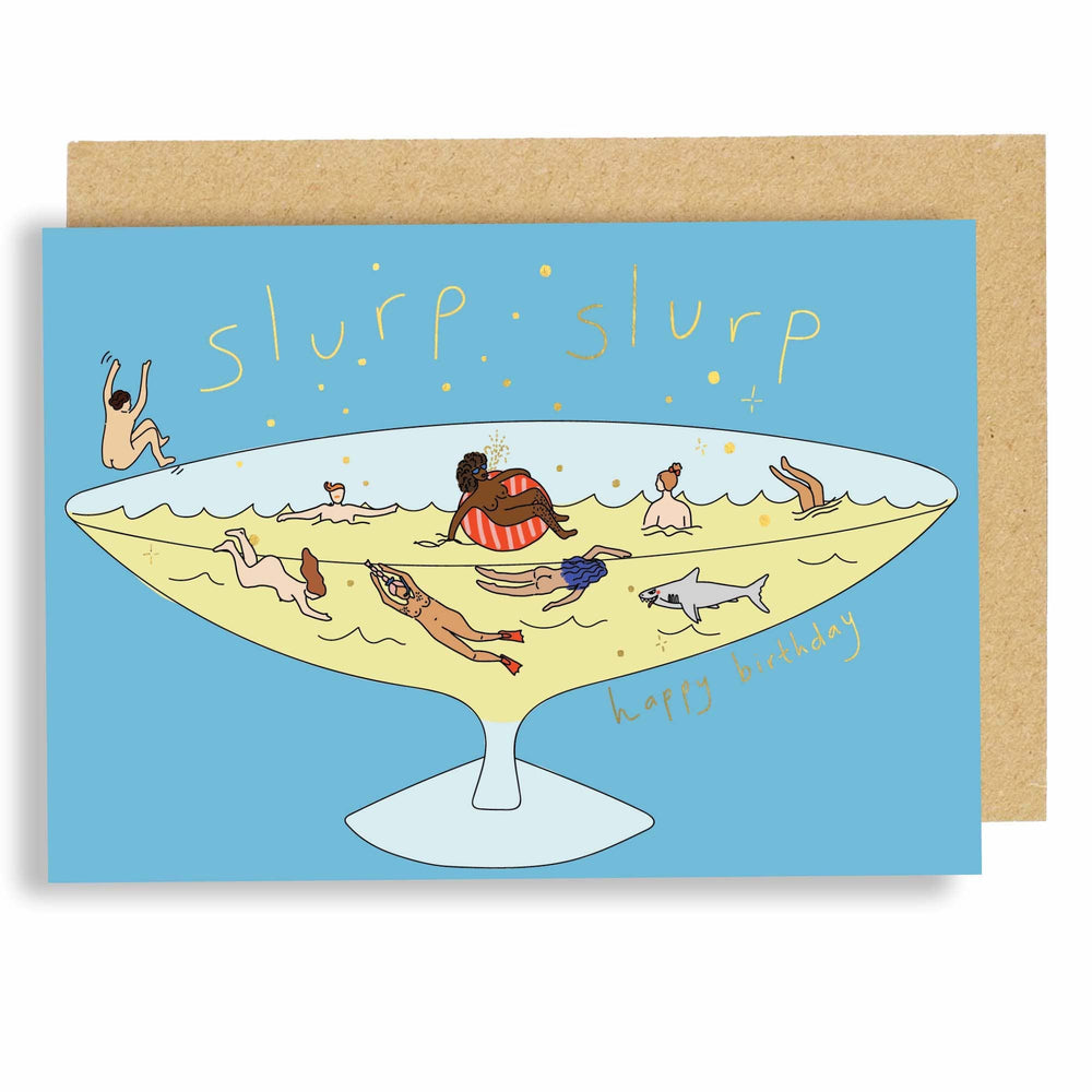 Slurp Slurp birthday card - gold foil