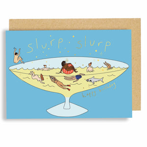 Slurp Slurp birthday card - gold foil