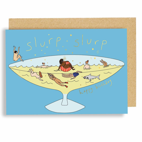 Slurp Slurp birthday card - gold foil