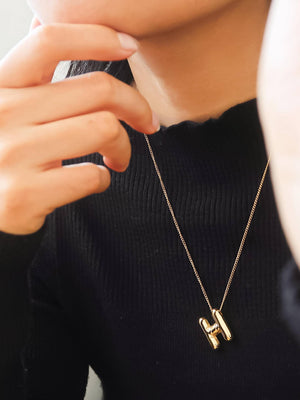 Gold Plated Non-Tarnish Balloon Alphabet Necklace
