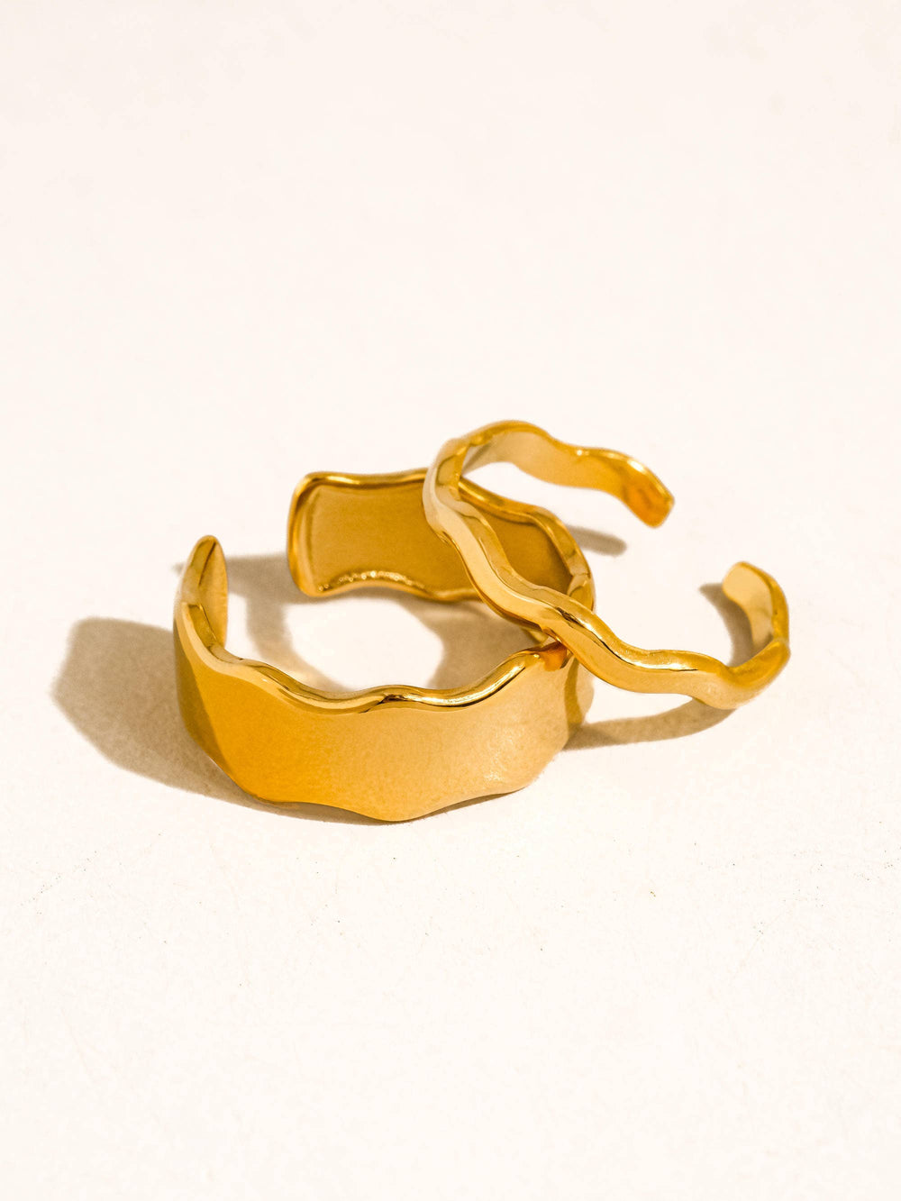Tracee 18K Gold Non-Tarnish Wave Open Rings