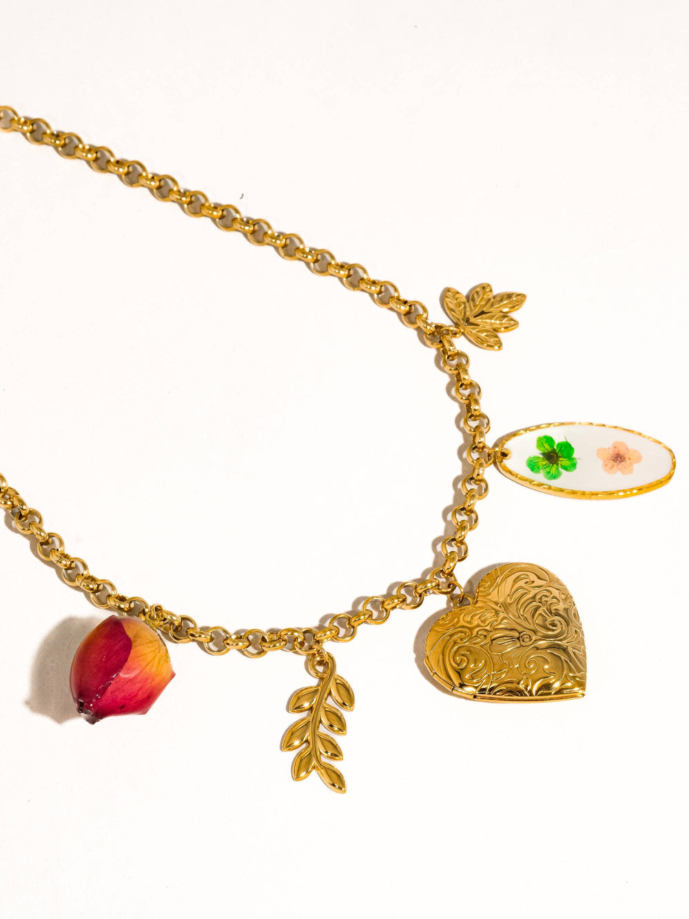 Gold Plated & Non Tarnish Vintage Locket Charm Necklace