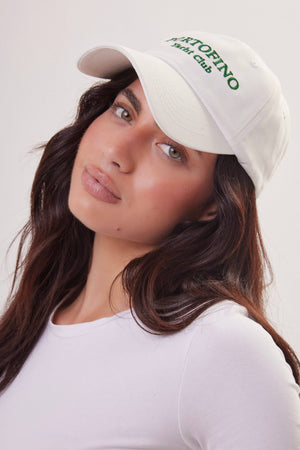 Portofino Yacht Club Baseball Cap in White and Green