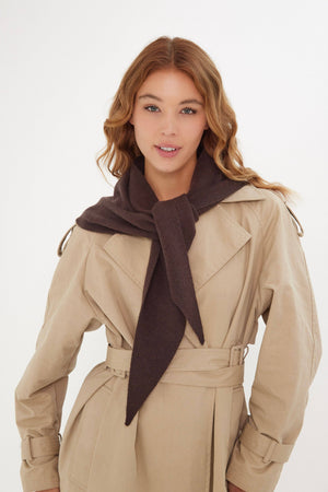 Knitted Triangle Scarf in Brown