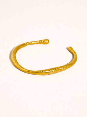 Gold Non-Tarnish Textured Open Cuff Bracelet