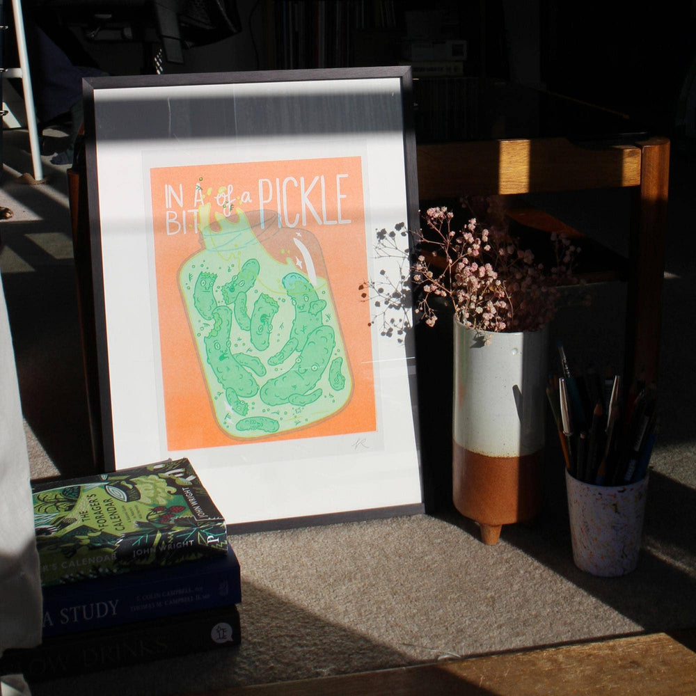In a Bit of a Pickle! A4 Risograph Art Print by Tomi Russell