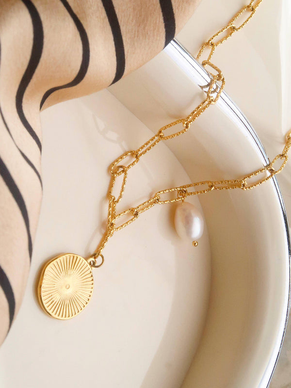 Non-Tarnish & Water ResistantGold Coin Necklace
