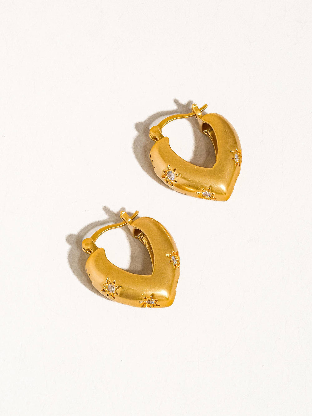 Gold Plated Non Tarnish Star Heart Hoop Earring