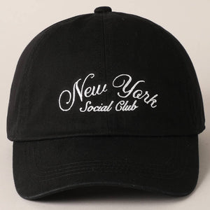 New York Social Club Text Embroidery Baseball Cap