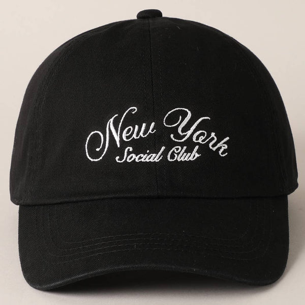 New York Social Club Text Embroidery Baseball Cap