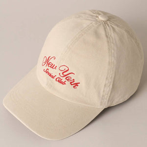 New York Social Club Text Embroidery Baseball Cap