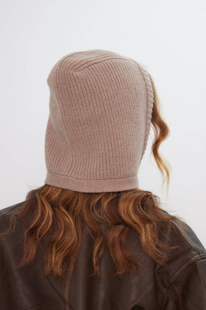 Knitted Bonnet in Light Brown
