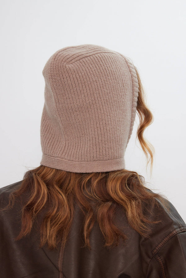 Knitted Bonnet in Light Brown