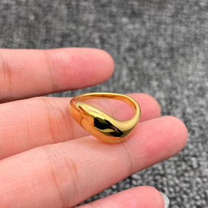 Glossy Wave Design 18K Gold Plated S.Steel Ring - FGS