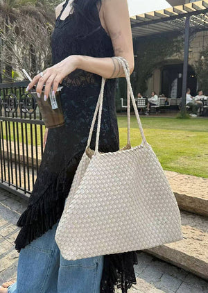 XL Leather Weaving Tote Bag 