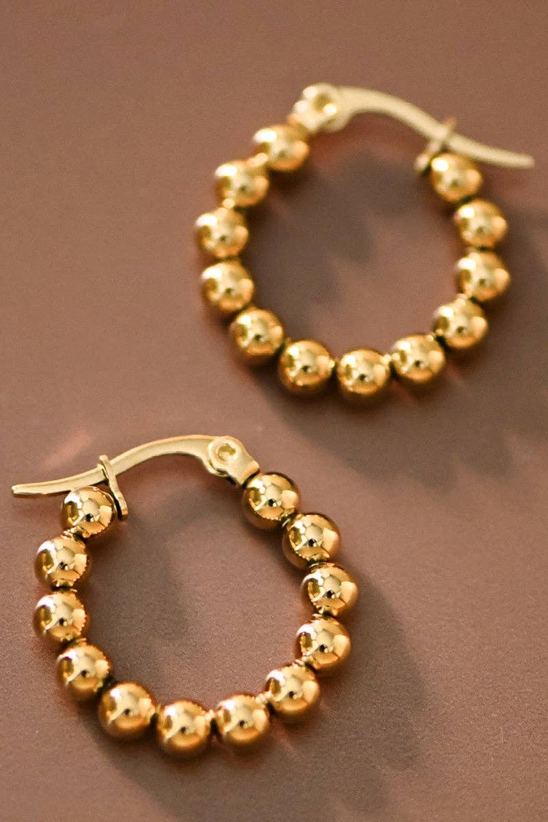 18K Gold Plated Waterproof Stainless Steel Hoop Earrings - 7538