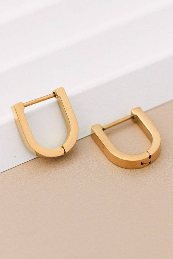 18K Gold Plated Waterproof Stainless Steel Hoop Earrings