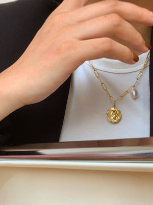 Non-Tarnish & Water ResistantGold Coin Necklace