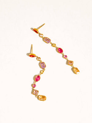 Islaine 18K Gold Non-Tarnish Multicolor CZ Drop Earrings