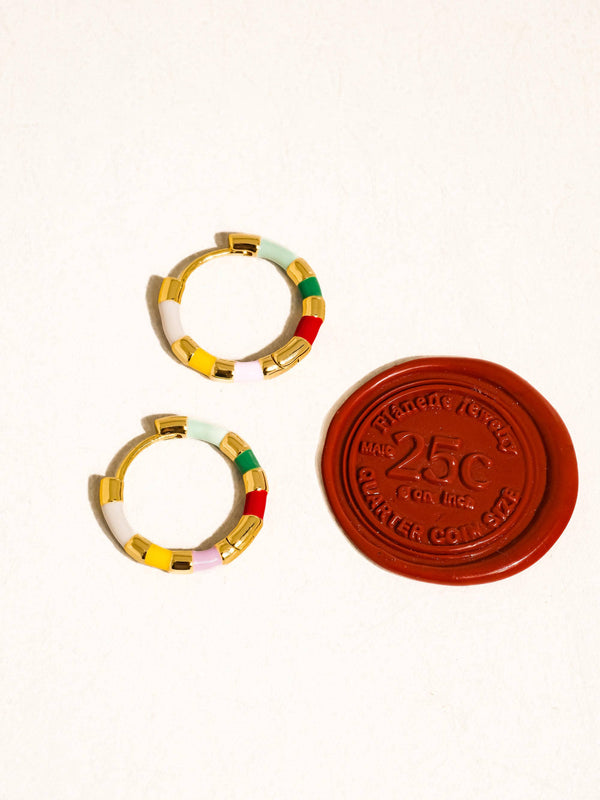 Avielle Gold Vintage Enamel Hoop Earring