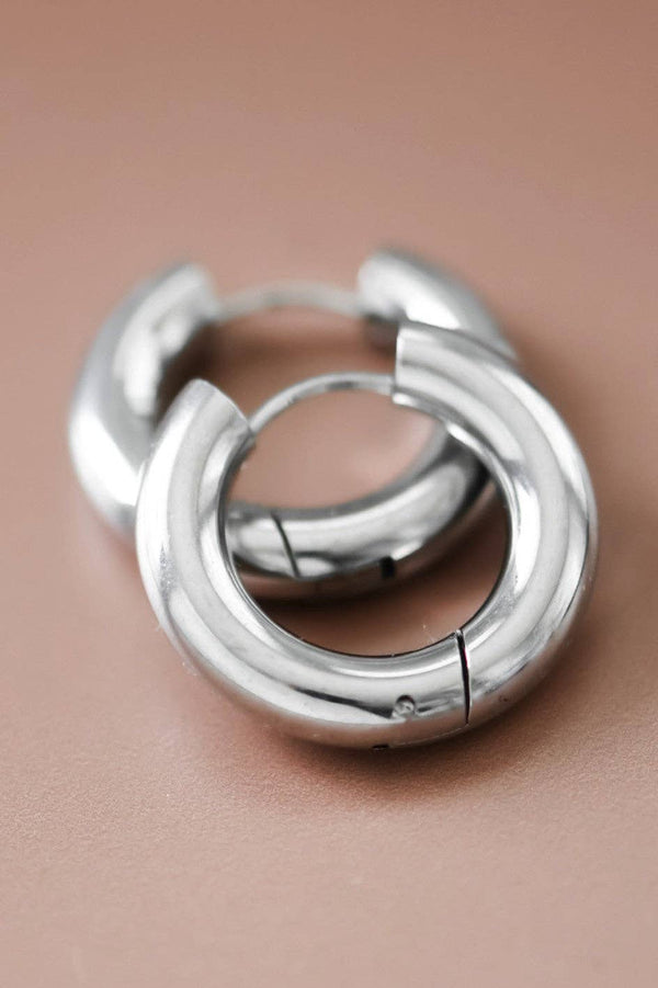 Tarnish Resistant Waterproof Stainless Steel Hoop Earrings - 7078