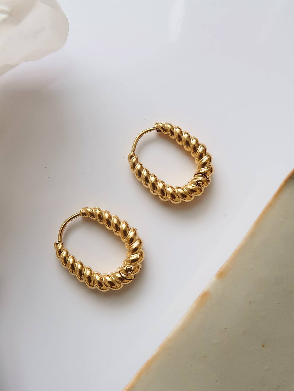 Twisted Hoop Earrings Non-Tarnish