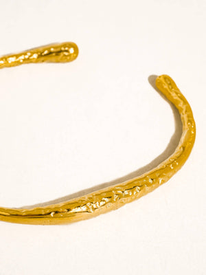 Gold Non-Tarnish Textured Open Cuff Bracelet