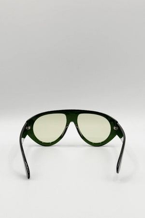 Oversized Bold Aviator Sunglasses in Green