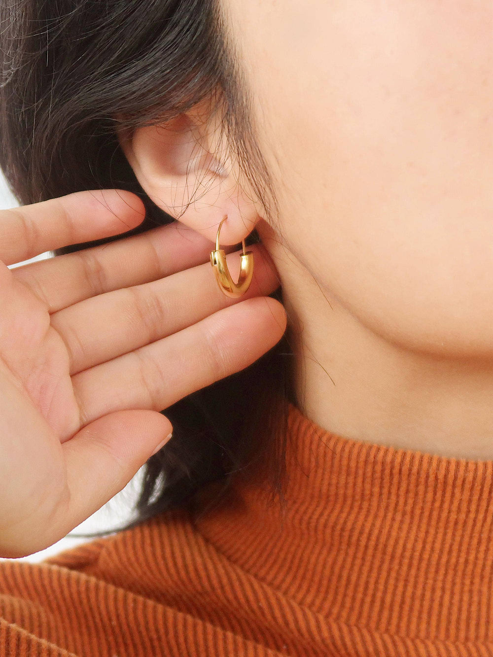 Gold Plated Non-Tarnish U-Shape Hoop Earring
