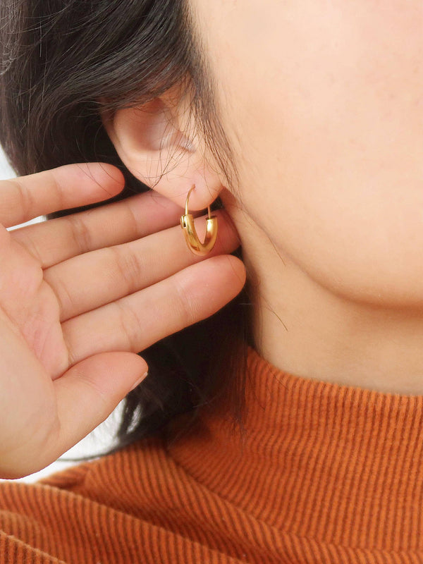 Gold Plated Non-Tarnish U-Shape Hoop Earring