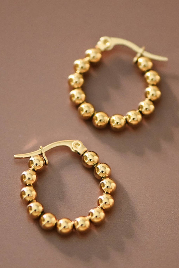 18K Gold Plated Waterproof Stainless Steel Hoop Earrings - 7538