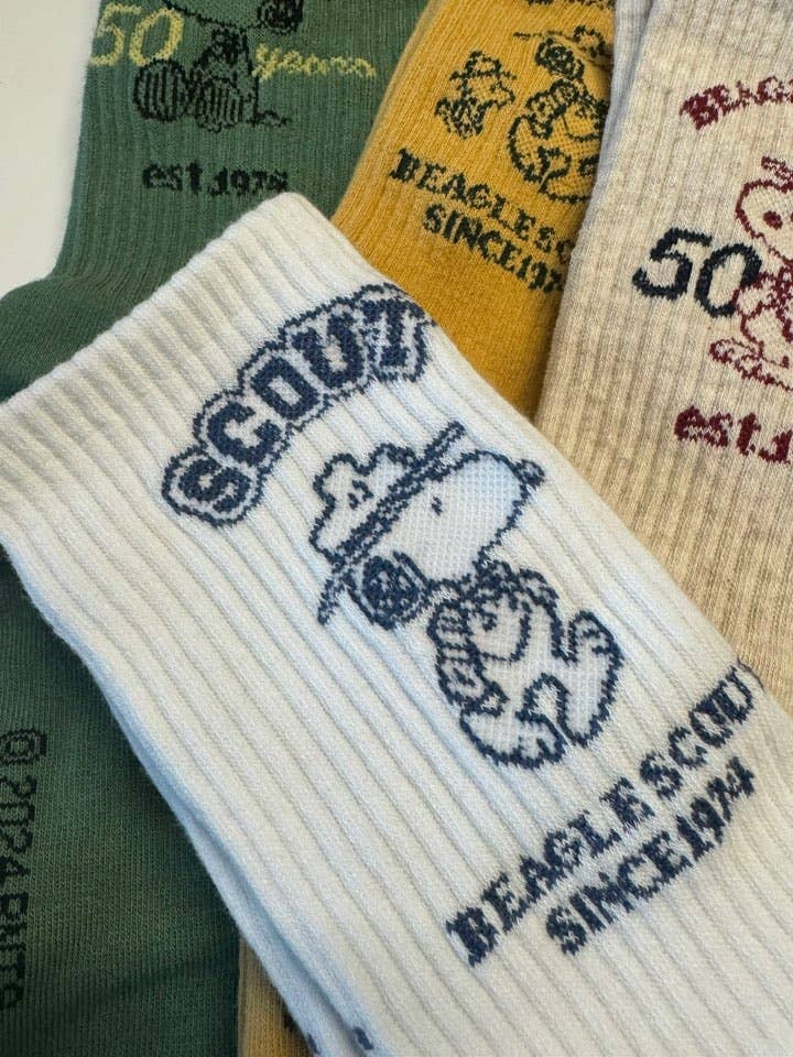 Peanuts Snoopy Scout 50th Celebtate Crew Ankle Socks-
