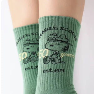 Peanuts Snoopy Scout 50th Celebtate Crew Ankle Socks-