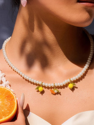 18K Gold Vintage Lemon Freshwater Pearl Necklace