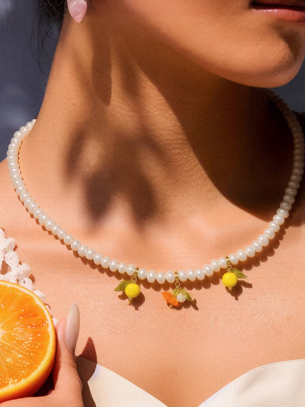 18K Gold Vintage Lemon Freshwater Pearl Necklace