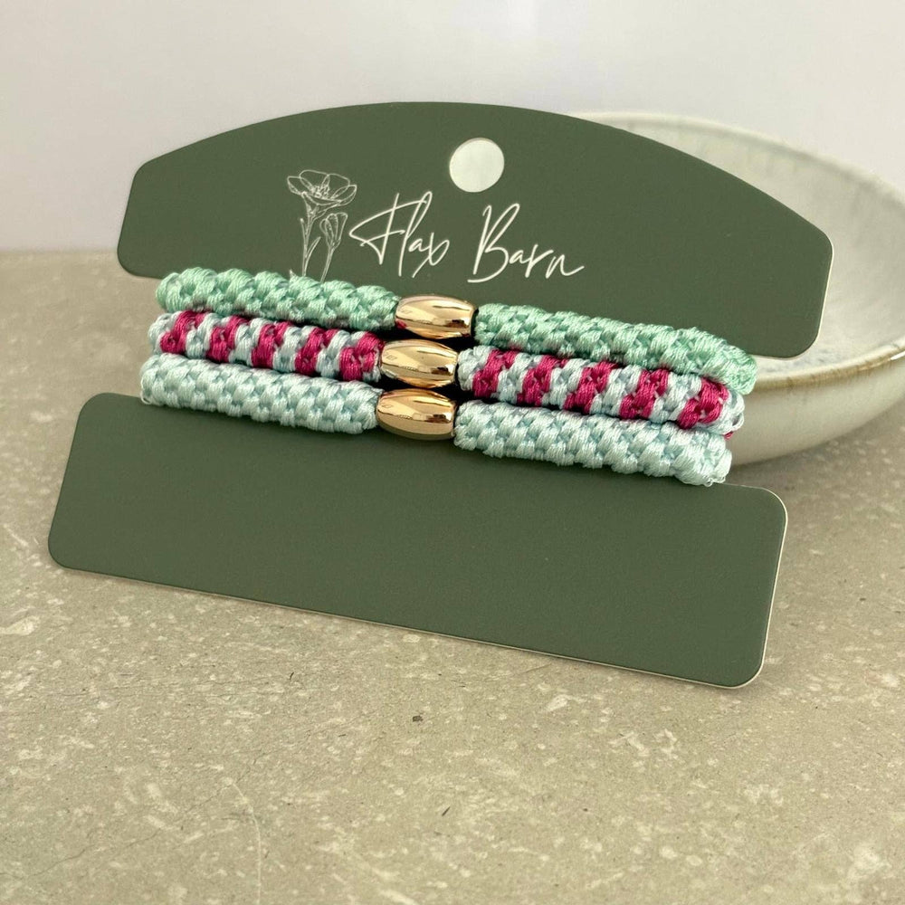 "Candy Mint" Pack of 3 Elasticated Cord Hairbands
