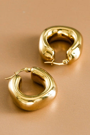 18K Gold Plated Waterproof Stainless Steel Hoop Earrings