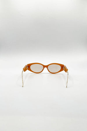 Oval Metal Detail Sunglasses In Orange