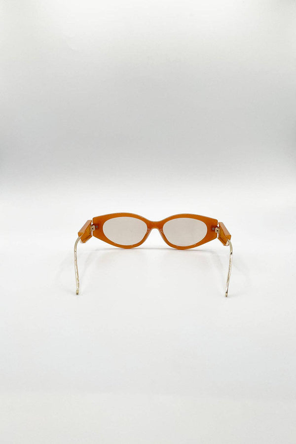 Oval Metal Detail Sunglasses In Orange