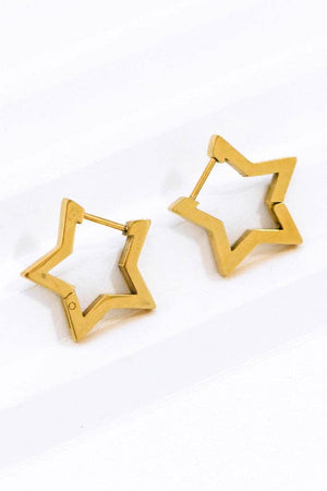 18K Gold Plated Waterproof Stainless Steel Hoop Earrings - 7011